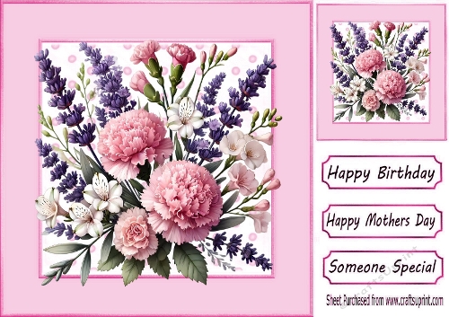 Pink Dot 8x8 Card Front With Flowers (FOUR)