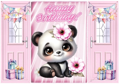 Cute Panda With Presents Pink Gatefold (ONE)