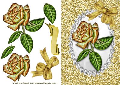Beautiful Gold Rose in Diamond Frame