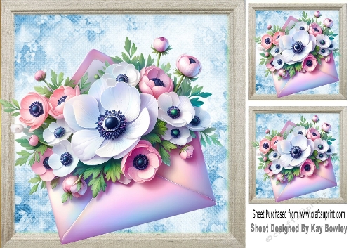 Pretty Envelope With Flowers 8X8 Card Front (TWO)