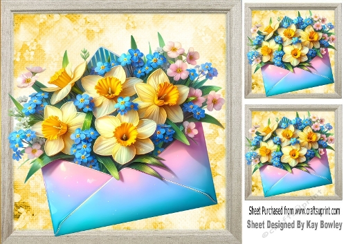 Pretty Envelope With Flowers 8X8 Card Front (THREE)