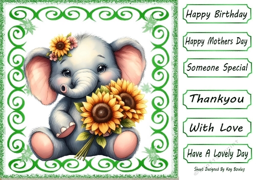 Lovely Animal With Sunflowers in 8x8 Swirl Card Front (THREE)