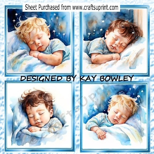 4 Sleepy Baby Boys  8x8 Card Fronts Mini Kit 