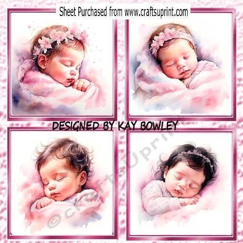 4 Cute Baby Girls 8x8 Card Fronts Mini Kit