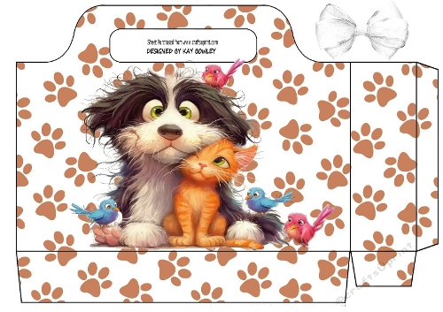 Funny Faces Cute Cat And Dog Tote Gift Bag (TWO)