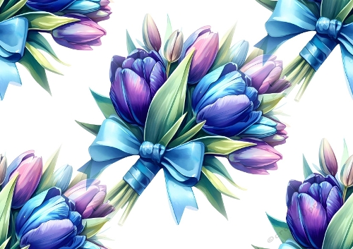 Pretty Rainbow Purple Tulips Backing Paper (BIG)