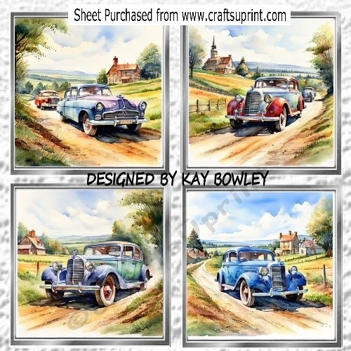 4 Lovely Vintage Cars In The Countryside 8x8 Mini kit