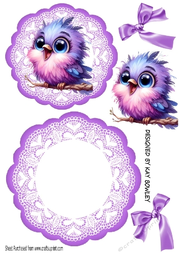 Pretty  Purple Lace Rocker, With Cute Little Bird (one)