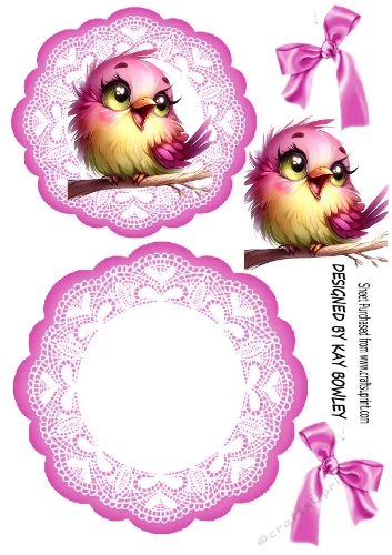 Pretty  Pink Lace Rocker, With Cute Little Bird (two)