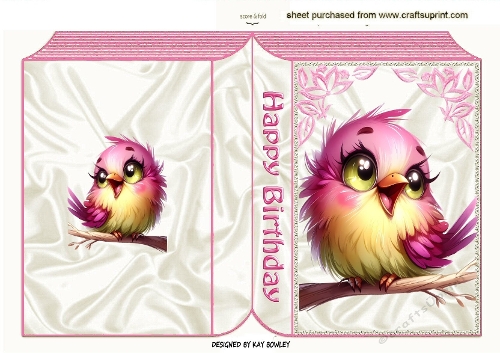 Cute Little Pink Bird Folded A5 Book