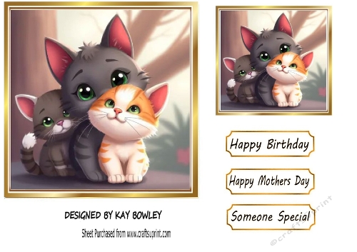 Cute Kittens Cuddling 7x7 (TWO)