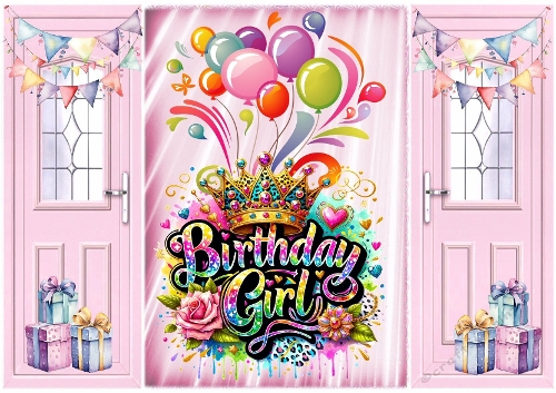 Lovely Gatefold In Pink Balloons Birthday Girl