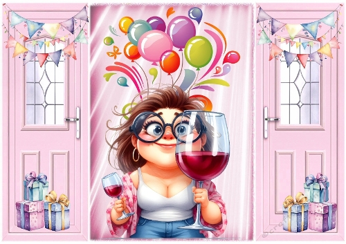 Lovely Gatefold In Pink Balloons For Birthday , Thats What I Call A Drink