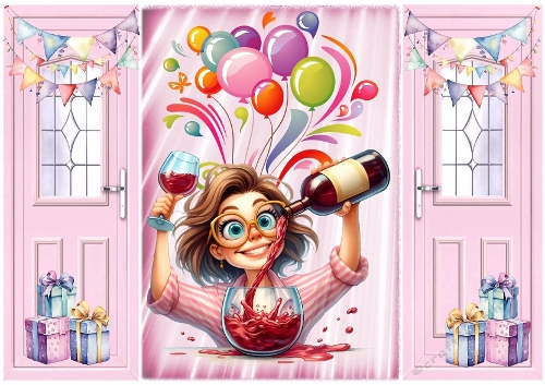 Lovely Gatefold With Coloured  Balloons Celebrating