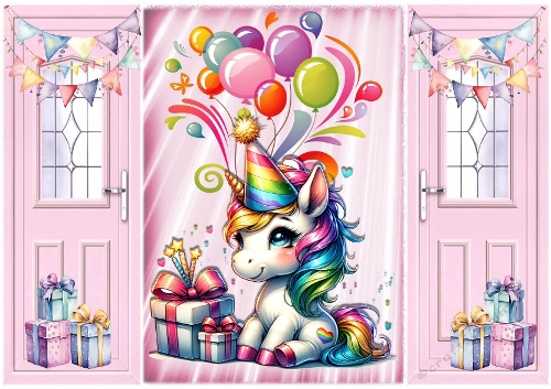 Lovely Gatefold With Balloons Cute Unicorn (ONE)