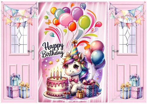 Lovely Gatefold With Balloons Cute Unicorn (THREE)