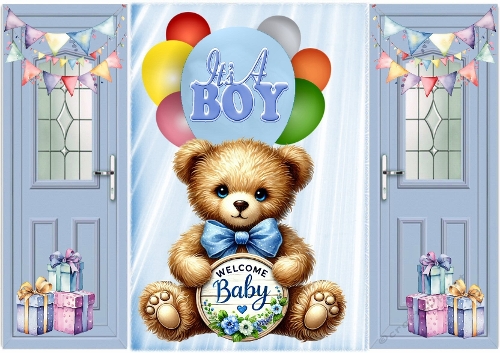 Lovely Gatefold With Blue Balloons For Baby Boy (ONE)