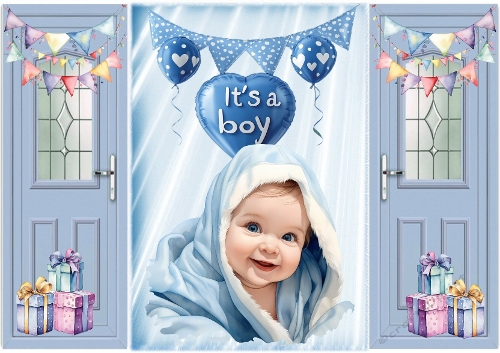 Lovely Gatefold With Smiling Baby Boy (THREE)