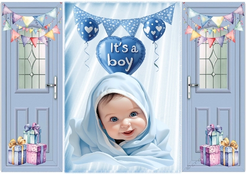 Lovely Gatefold With Smiling Baby Boy (FOUR)