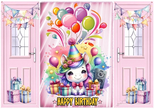 Lovely Gatefold With Balloons Cute Unicorn (FIVE)