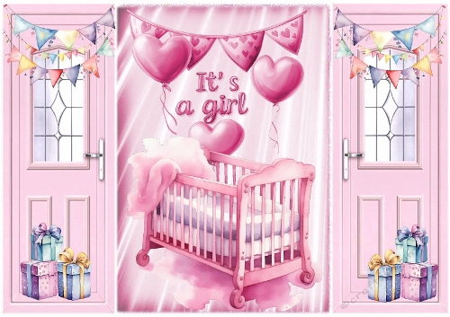 Lovely Gatefold Newborn Baby Girl Pink With Cot