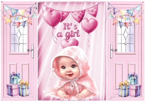 Lovely Gatefold Cute Baby Girl Pink With Blanket