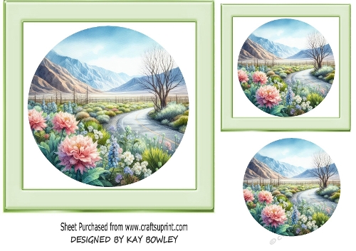 Pretty Mountain Scene With River 7x7 Card Front