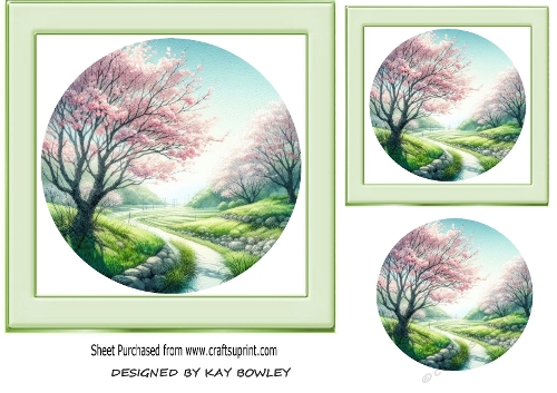 Pink Blossoms, A Country Walk 7x7 Card Front