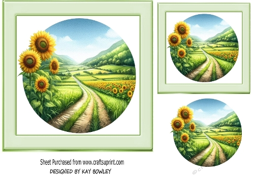 Pretty Yellow Sunflowers In A Meadow 7x7 Card Front