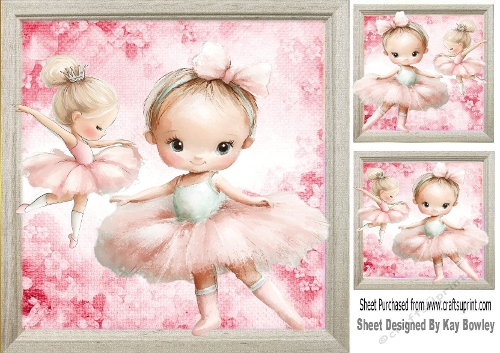 Pretty Pink Dancing Ballerinas 8x8 Card Front