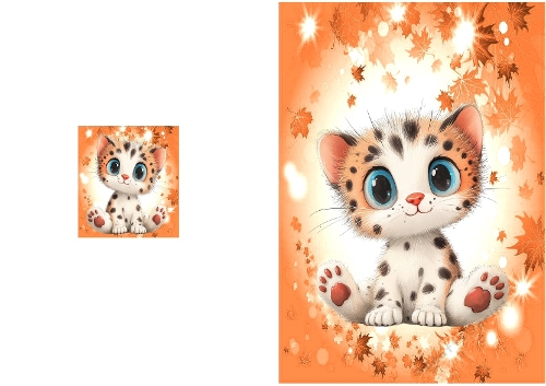 Cute Baby Tiger In A5 Quick Fold Card (ONE)