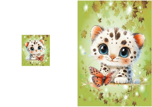 Cute Baby Tiger In A5 Quick Fold Card (THREE)