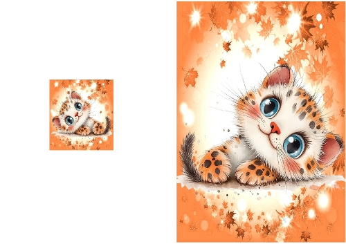 Cute Baby Tiger In A5 Quick Fold Card (FOUR)