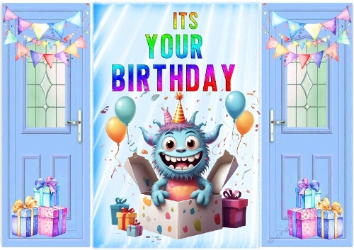 Birthday With Fun Monster Gatefold (FOUR)