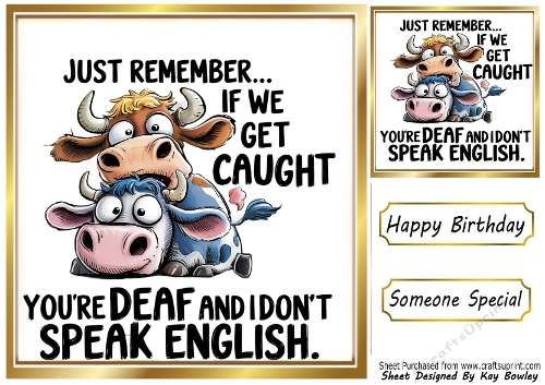 Funny Animal 8X8 Topper With Humour Caption (TWO)