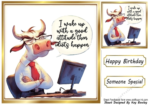Funny 8X8 Topper With Humour Caption (THIRTEEN)