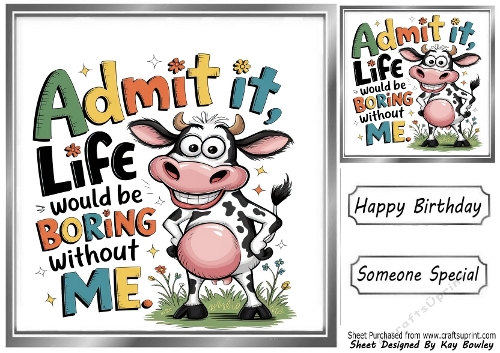 Funny 8X8 Topper With Humour Caption (SILVER TWO)