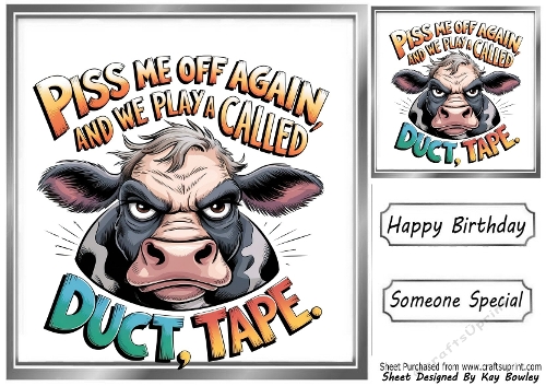Funny 8X8 Topper With Humour Caption (SILVER FOUR)