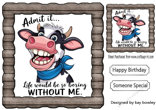 Funny 8X8 Topper With Humour Caption (WOOD FOUR)