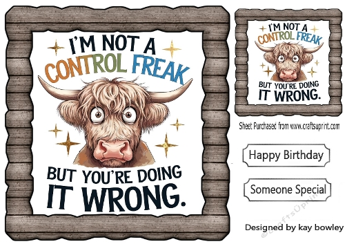 Funny 8X8 Topper With Humour Caption (WOOD SEVEN))