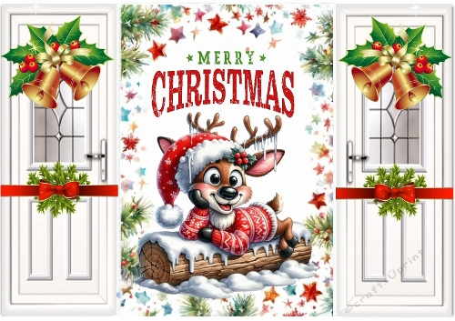 Christmas Gatefold, With Cute Reindeer (ONE)