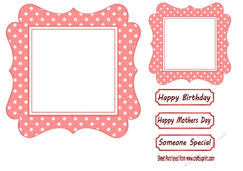 Rose Wavy Polkadot 7X7 Card Front With Toppers