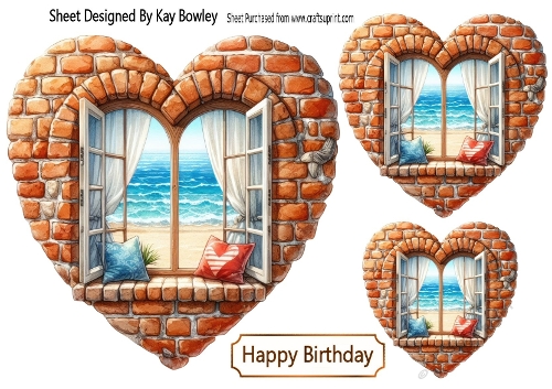 Lovely Heart Brick Wall Of Window Scenery Toppers