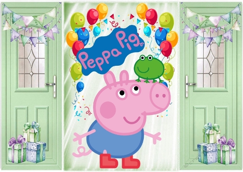 Green Gatefold With Balloons & Peppa Pig (FIVE)