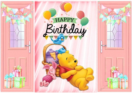 Peach Gatefold With Pooh Bear  & Piglet (TWO)