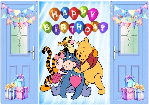 Blue Gatefold With Pooh Bear & Friends (FOUR)