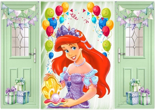 Green Gatefold With  Balloons & Ariel (FIVE)