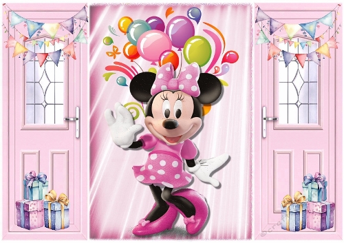 Pink Gatefold With  Balloons With Minnie  (EIGHT)