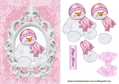 Little Pink Snowman in a Frame