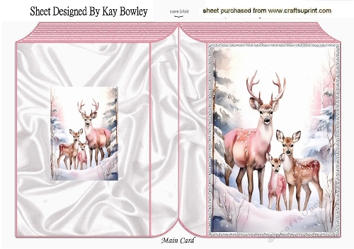 Pink Woodland With Deers A5 Folded Book (FOUR)